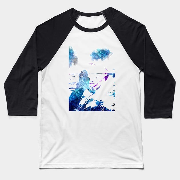 Surfer girl Baseball T-Shirt by RosaliArt